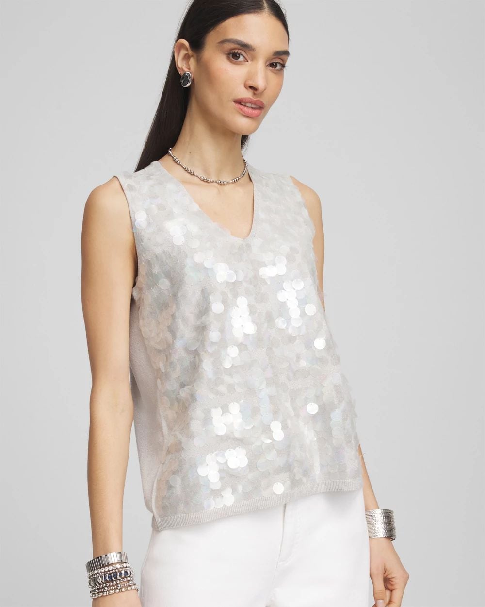 Iridescent V-Neck Sleeveless Tank Top | Chico's